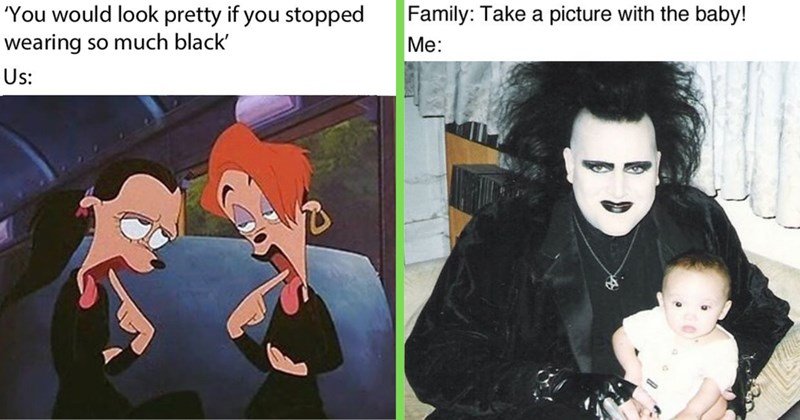 style-memes-black-clothes-memes-black-tee-tee-meme-relatable-goth-rock-metal-funny-dark-dark-humor friday memes