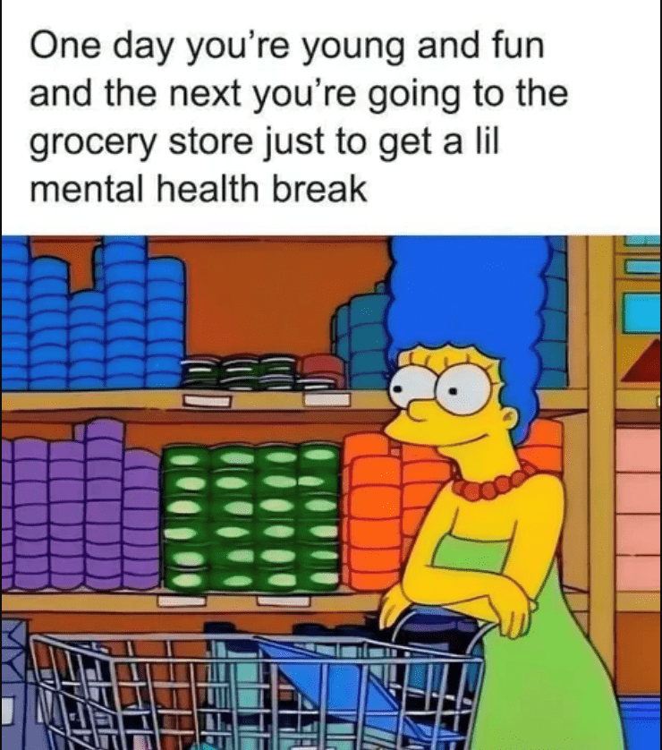 one-day-young-and-fun-and-next-going-grocery-store-just-get-lil-mental-health-break friday morning memes